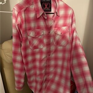 DIXXON Pink and White Casual Button Down Shirt